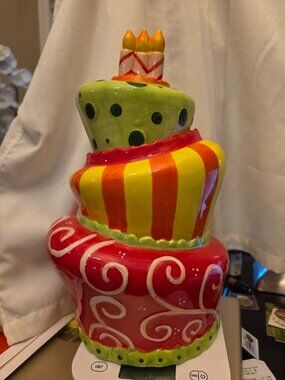 tii Collections Large ceramic birthday cake design cookie/storage jar